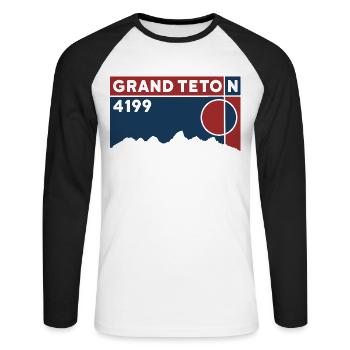 Grand Teton Finisher randonnée Wyoming cadeau souvenir - T-shirt baseball manches longues Homme - blanc/noir - Devant - Nik (191cm)