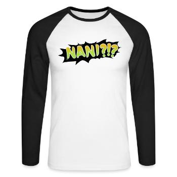 Nani?!? - Unisex Baseballshirt langarm - Weiß/Schwarz - Vorne - Nik (191cm)