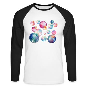 Bulles de rêve - T-shirt baseball manches longues Homme - blanc/noir - Devant - Nik (191cm)