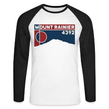 Mount Rainier Hiking Climb Keepsake Gift - Unisex Long Sleeve Baseball T-Shirt - white/black - Front - Nik (191cm)