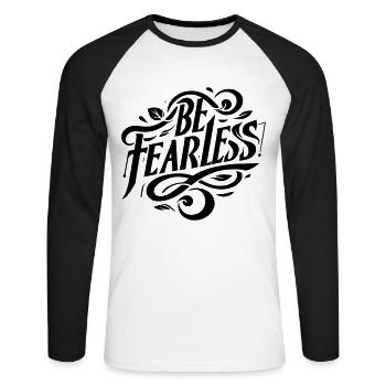 be fearless13 - Unisex Long Sleeve Baseball T-Shirt - white/black - Front - Nik (191cm)