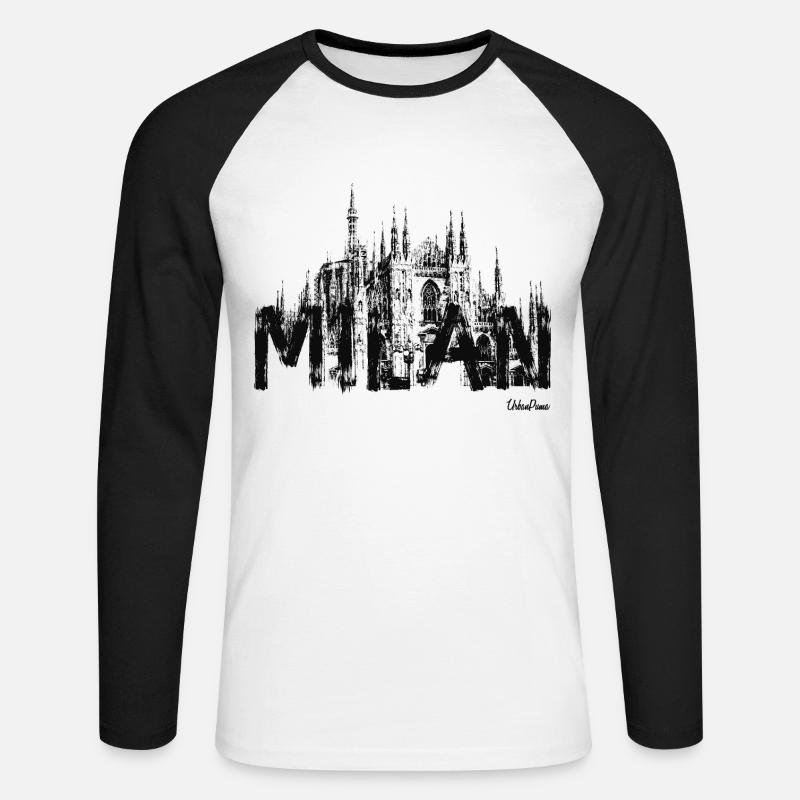 Duomo di Milano - Maglia da baseball a manica lunga da uomo - bianco/nero