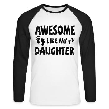 Génial comme ma fille avec des empreintes de pas - T-shirt baseball manches longues Homme - blanc/noir - Devant - Nik (191cm)