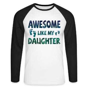 Génial comme ma fille avec des empreintes de pas - T-shirt baseball manches longues Homme - blanc/noir - Devant - Nik (191cm)