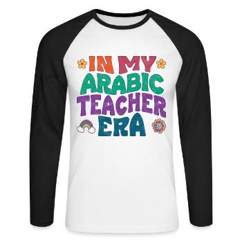 À l’époque où j’étais professeur d’arabe - T-shirt baseball manches longues Homme - blanc/noir - Devant - Nik (191cm)