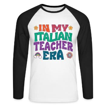À l’époque de mon professeur d’italien - T-shirt baseball manches longues Homme - blanc/noir - Devant - Nik (191cm)