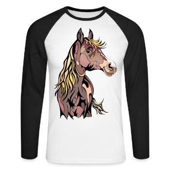 Pintabian Horse - Unisex Long Sleeve Baseball T-Shirt - white/black - Front - Nik (191cm)