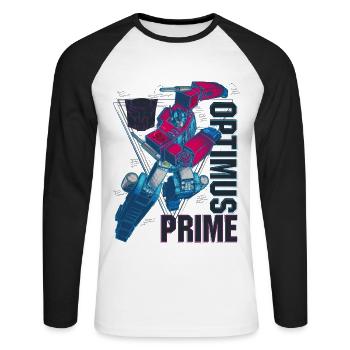 Transformers Artwork Of Optimus Prime - Unisex Long Sleeve Baseball T-Shirt - white/black - Front - Nik (191cm)