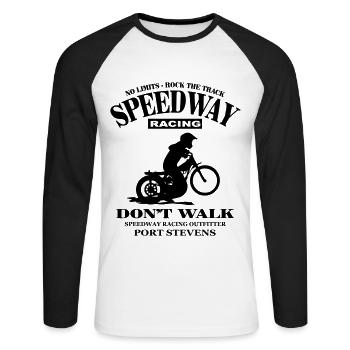 Speedway - T-shirt baseball manches longues Homme - blanc/noir - Devant - Nik (191cm)