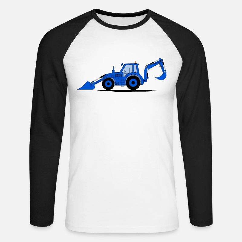 Traktor Bagger Baggerschlepper Blau - Unisex Baseballshirt langarm - Weiß/Schwarz