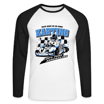 GoKart - Karting - Kart - Go Kart - T-shirt baseball manches longues Homme - blanc/noir - Devant - Nik (191cm)