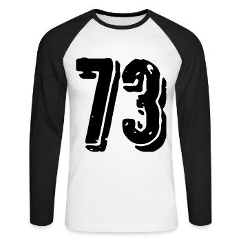 Maillot à 73 numéros - T-shirt baseball manches longues Homme - blanc/noir - Devant - Nik (191cm)