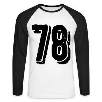 78 Number jersey - Unisex Long Sleeve Baseball T-Shirt - white/black - Front - Nik (191cm)