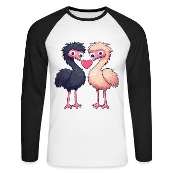 Ostrich Couple Love Couple In Love - Unisex Long Sleeve Baseball T-Shirt - white/black - Front - Nik (191cm)