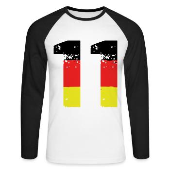 Maillot Allemagne numéro 11 - T-shirt baseball manches longues Homme - blanc/noir - Devant - Nik (191cm)