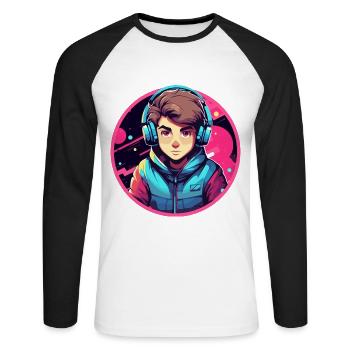 Le jeu est ma vie - T-shirt baseball manches longues Homme - blanc/noir - Devant - Nik (191cm)