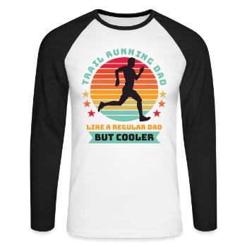Trail Running Dad - Regulärer Vater aber cooler Schwarz B - Unisex Baseballshirt langarm - Weiß/Schwarz - Vorne - Nik (191cm)