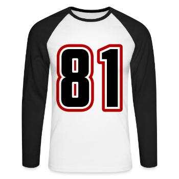 81 number symbol - Unisex Long Sleeve Baseball T-Shirt - white/black - Front - Nik (191cm)