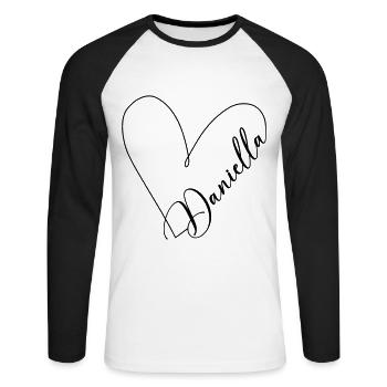 Daniella Nom Ligne de Coeur - T-shirt baseball manches longues Homme - blanc/noir - Devant - Nik (191cm)