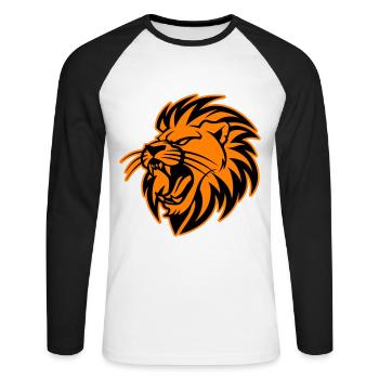 Löwenkopf Symbol Löwe - Unisex Baseballshirt langarm - Weiß/Schwarz - Vorne - Nik (191cm)