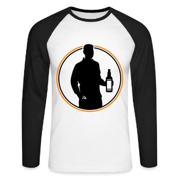 Drinker Silhouette Icon - Unisex Long Sleeve Baseball T-Shirt - white/black - Front - Nik (191cm)