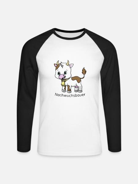 Nachwuchsbauer Geschenk für Kinder Kuh - Unisex Baseballshirt langarm - Weiß/Schwarz