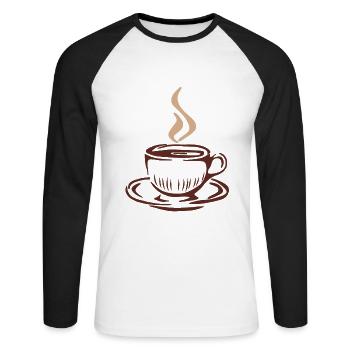 Café Café Cadeau Café - T-shirt baseball manches longues Homme - blanc/noir - Devant - Nik (191cm)