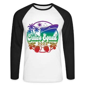 Cruise Squad 2023 Cruising Family Friends Vacation - Unisex Long Sleeve Baseball T-Shirt - white/black - Front - Nik (191cm)