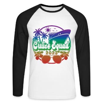 Cruise Squad 2023 Cruising Family Friends Vacation - Unisex Long Sleeve Baseball T-Shirt - white/black - Front - Nik (191cm)