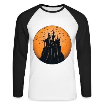 Creepy Castle & Spooky Moon Halloween Costume Cadeau - T-shirt baseball manches longues Homme - blanc/noir - Devant - Nik (191cm)