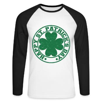 Cadeau de la Saint-Patrick Trèfle Hommes, Femmes, Enfants - T-shirt baseball manches longues Homme - blanc/noir - Devant - Nik (191cm)