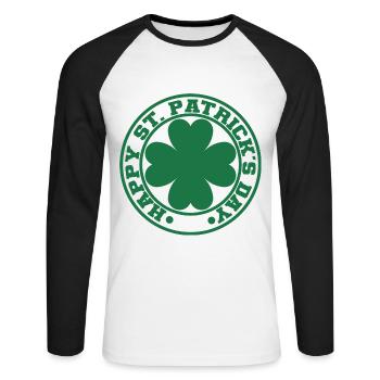 Cadeau de la Saint-Patrick Trèfle Hommes, Femmes, Enfants - T-shirt baseball manches longues Homme - blanc/noir - Devant - Nik (191cm)