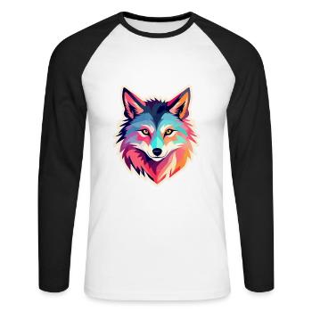 Dessin de loup - T-shirt baseball manches longues Homme - blanc/noir - Devant - Nik (191cm)
