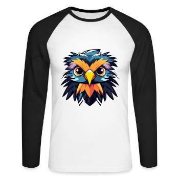 Dessin d’oiseau aigle - T-shirt baseball manches longues Homme - blanc/noir - Devant - Nik (191cm)