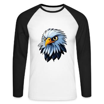 Dessin d’oiseau aigle - T-shirt baseball manches longues Homme - blanc/noir - Devant - Nik (191cm)