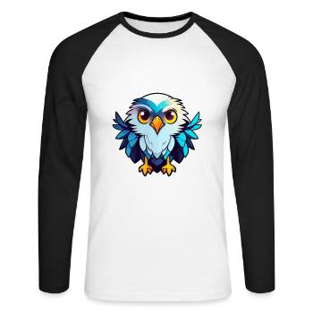 Dessin d’oiseau aigle - T-shirt baseball manches longues Homme - blanc/noir - Devant - Nik (191cm)