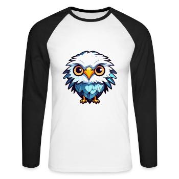 Dessin d’oiseau aigle - T-shirt baseball manches longues Homme - blanc/noir - Devant - Nik (191cm)