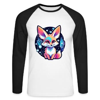 Desert Fox Fennec Drawing - Unisex Long Sleeve Baseball T-Shirt - white/black - Front - Nik (191cm)