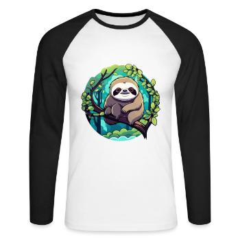Sloth Drawing - Unisex Long Sleeve Baseball T-Shirt - white/black - Front - Nik (191cm)