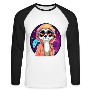 Meerkat Drawing - Unisex Long Sleeve Baseball T-Shirt - white/black - Front - Nik (191cm)