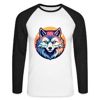 Illustration d’Halloween loup-garou - T-shirt baseball manches longues Homme - blanc/noir - Devant - Nik (191cm)