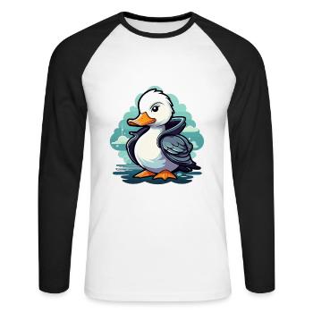 Duck Illustration - Unisex Long Sleeve Baseball T-Shirt - white/black - Front - Nik (191cm)