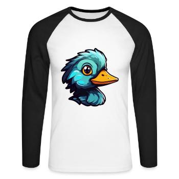 Duck Illustration - Unisex Long Sleeve Baseball T-Shirt - white/black - Front - Nik (191cm)