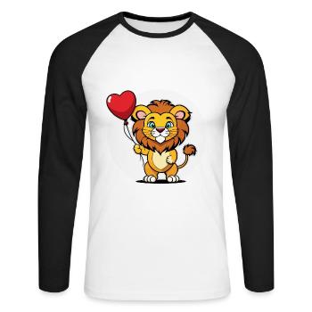 Löwe Herz - Valentinstag - Unisex Baseballshirt langarm - Weiß/Schwarz - Vorne - Nik (191cm)