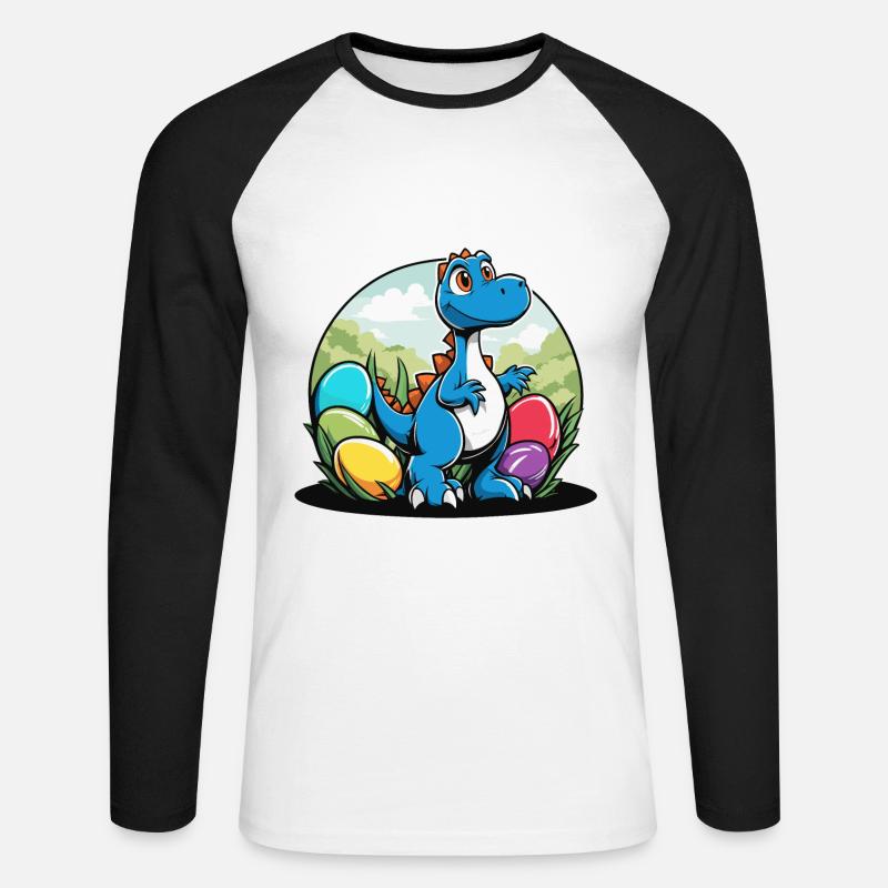 Dinosaur Easter Eggs Easter - Unisex Long Sleeve Baseball T-Shirt - white/black