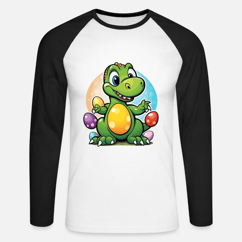 Dinosaur Easter Eggs Easter - Unisex Long Sleeve Baseball T-Shirt - white/black