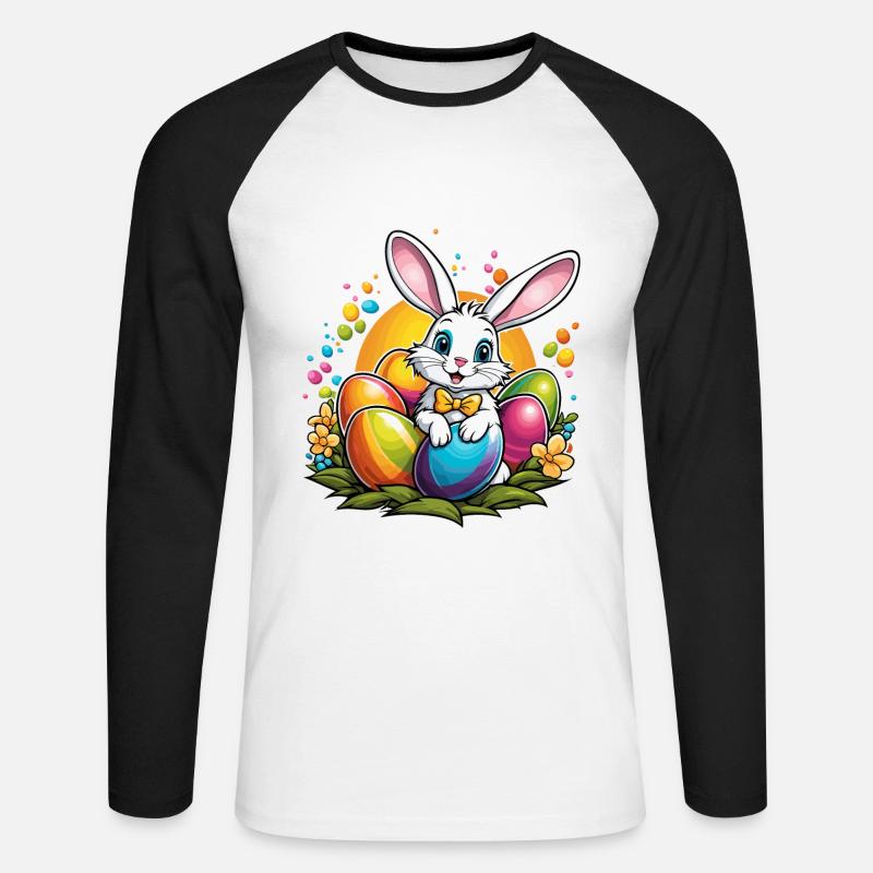 Easter Bunny Easter Illustration - Unisex Long Sleeve Baseball T-Shirt - white/black