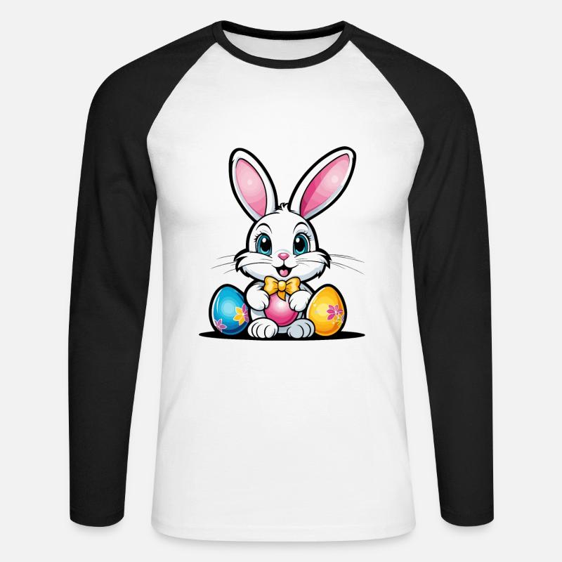 Easter Bunny Easter Illustration - Unisex Long Sleeve Baseball T-Shirt - white/black