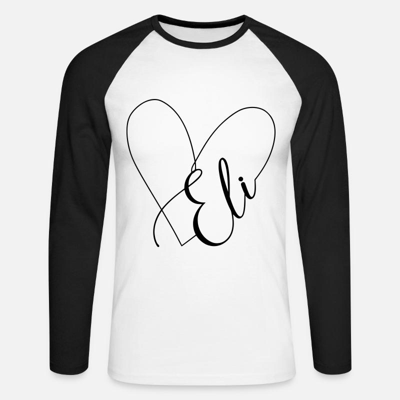 Eli Name Herzlinie - Unisex Baseballshirt langarm - Weiß/Schwarz