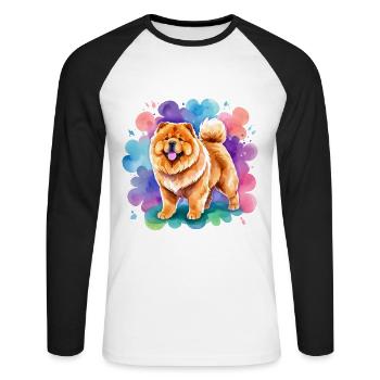 Chow Chow Watercolors - Unisex Long Sleeve Baseball T-Shirt - white/black - Front - Nik (191cm)